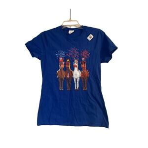 NWOT Port and Company Women's Patriotic T Shirt 4th Of July Horses Size Small